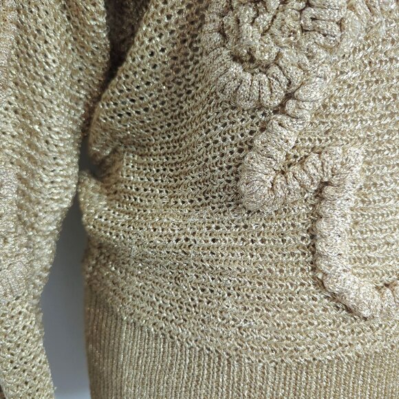 Vintage Suzelle Sweater Medium Gold Knit Textured - Picture 5 of 11